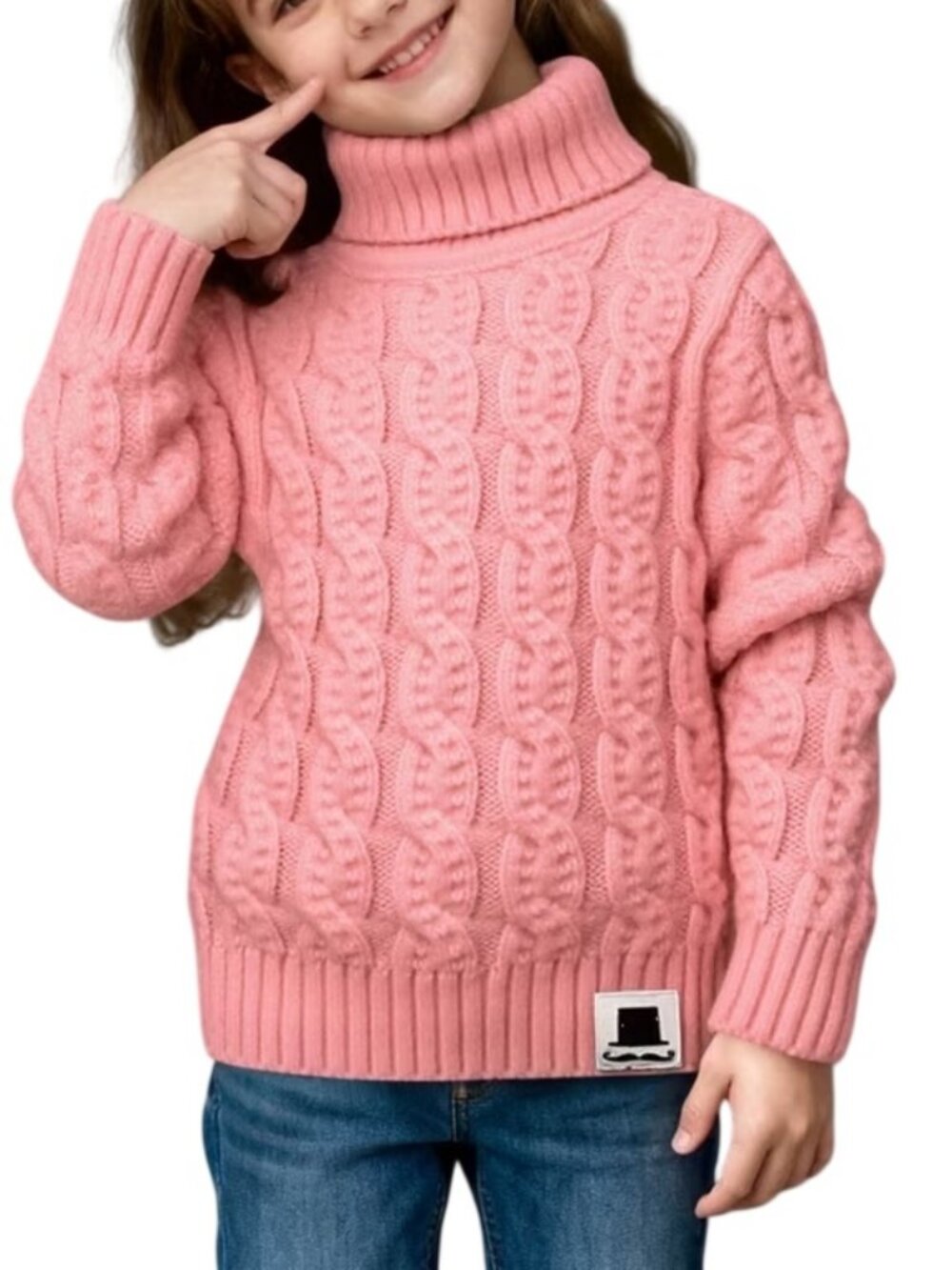 Gap Size 4T Pink Cable Knit Turtleneck Sweater